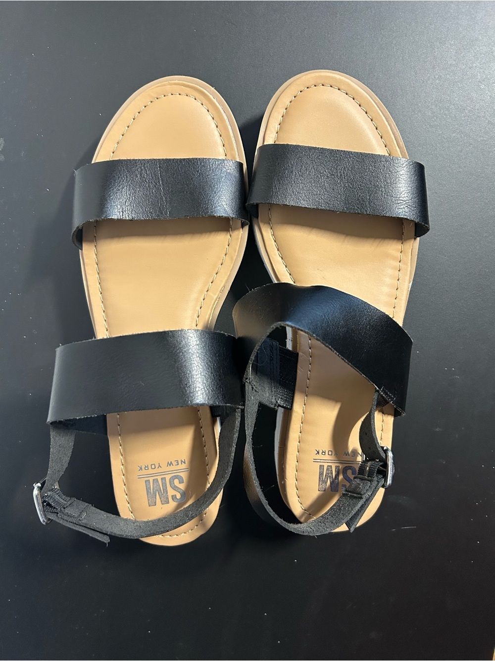 SM New York Black Platform Faux Leather Slingback Sandals for Women size 8 NWOT - Picture 2 of 6